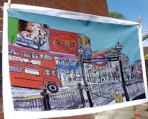Piccadilly Circus London Tea Towel