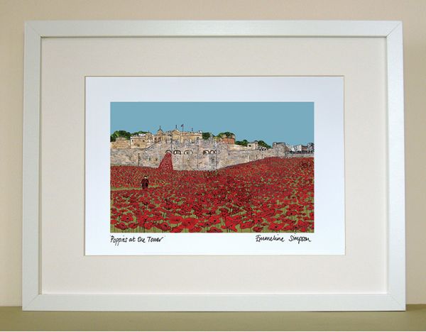 Poppies at the Tower of London  A4 Signed Print