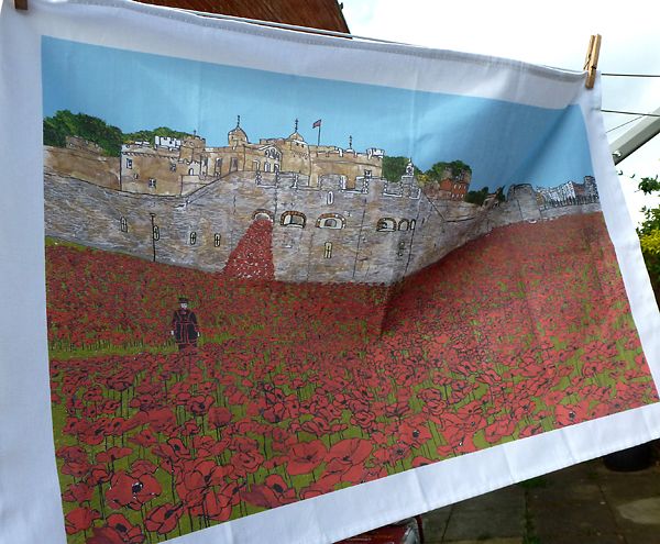 Poppies at the Tower of London Tea Towel